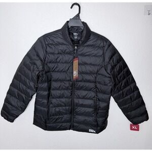 Eddie Bauer Down Puffer Jacket Womens XL Black Packable Winter NWT$129